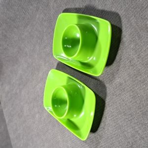 Vintage Avocado Green Mid-century Modern Style Plastic Egg Cups W. Germany